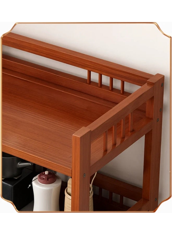 LINGWEI Rustic Bamboo Bookshelf 52x110x30cm Freestanding Wooden Bookcase & Storage Organizer Shelving Unit Brown - Image 2