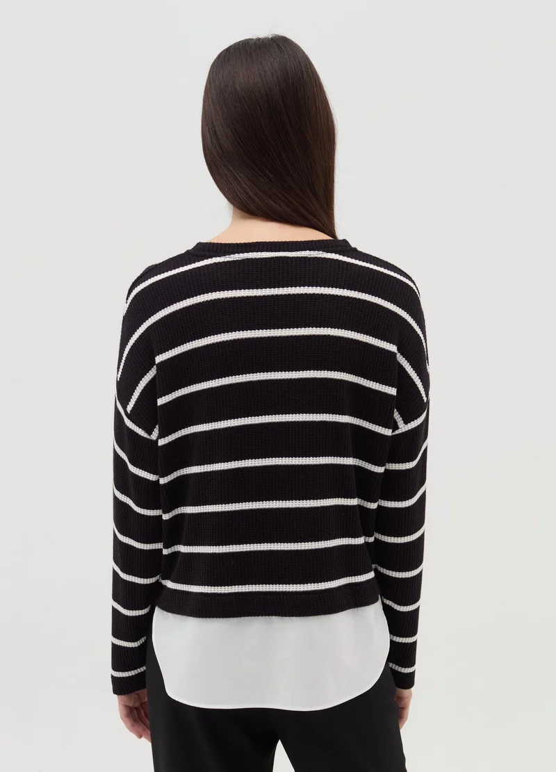 Ovs  Long-sleeved T-shirt with micro waffle weave for Women | Best Price UAE