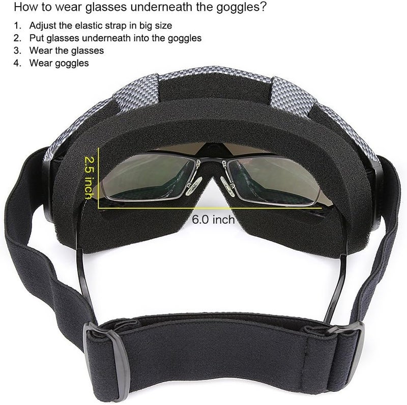 JAMIEWIN Professtional Adult Motorcycle Motocross Dirt Bike ATV Goggles OTG Goggle for Men Women Youth Kids (C86 Black Fiber) - Image 4