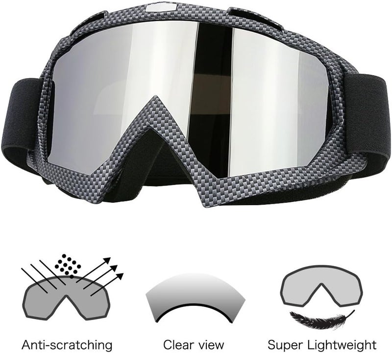 JAMIEWIN Professtional Adult Motorcycle Motocross Dirt Bike ATV Goggles OTG Goggle for Men Women Youth Kids (C86 Black Fiber) - Image 3