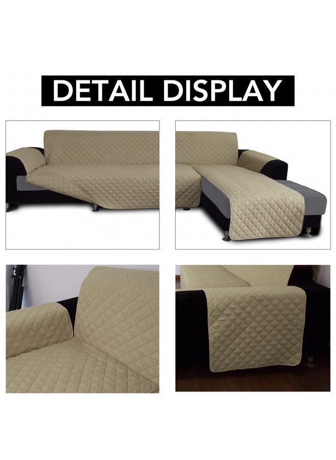 Easy-Going Easy-Going Sofa Slipcover L Shape Sofa Cover Sectional Couch Cover Chaise Lounge Cover Reversible Sofa Cover Furniture Protector Cover for Pets Kids Children Dog Cat (X-Large, Beige/Beige)  - Image 3