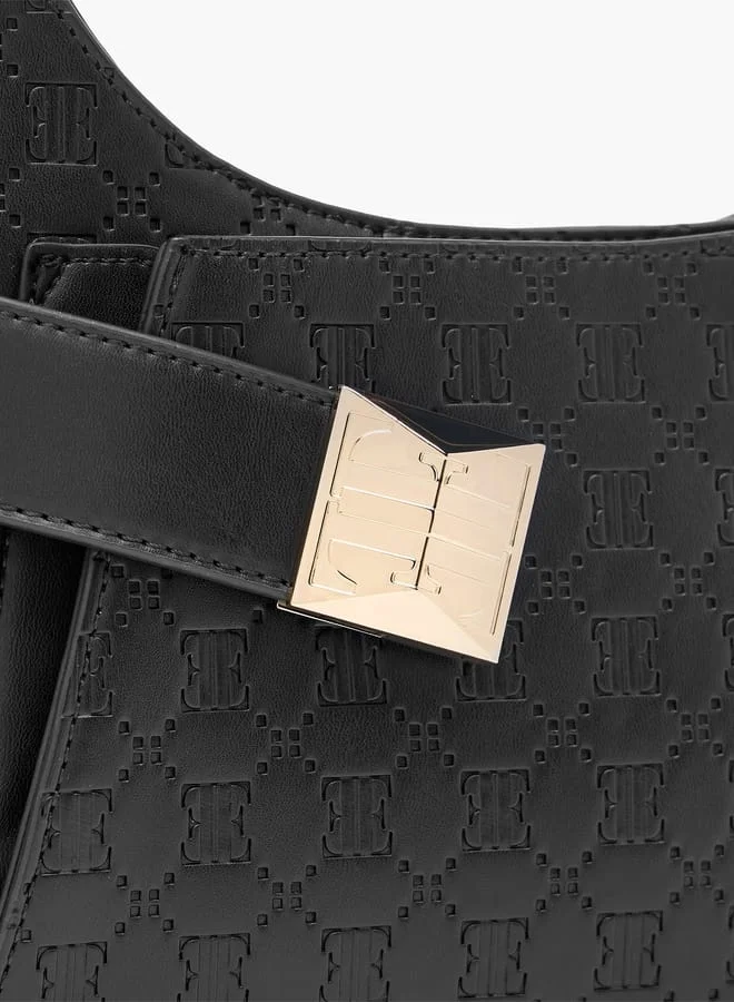 ELLE Monogram Embossed Shoulder Bag with Adjustable Handle