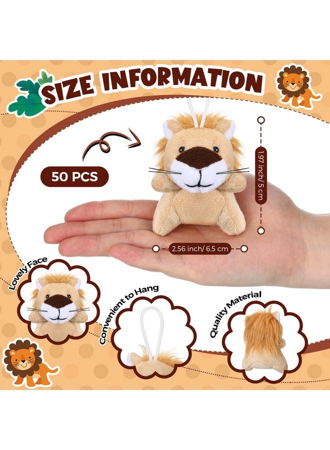 Shappy 50 Pcs Mini Animal Plush Toys Small Stuffed Animals Bulk Cute Tiny Animal Keychains for Gift Party Carnival Prize (Lion) - Image 2