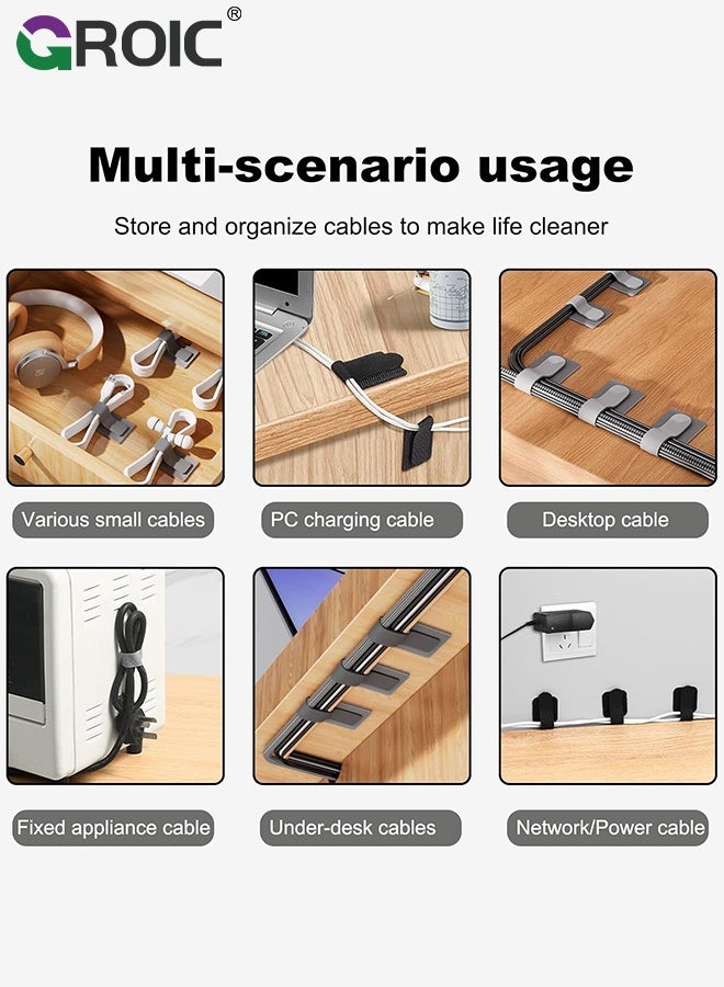 GROIC 30Pcs Reusable Cable Ties, Cable Organizing Under Desk, Adjustable Fastening Hook and Loop Straps Cord, Management Wire Wrap Organizer for Home Office Cables - Image 3