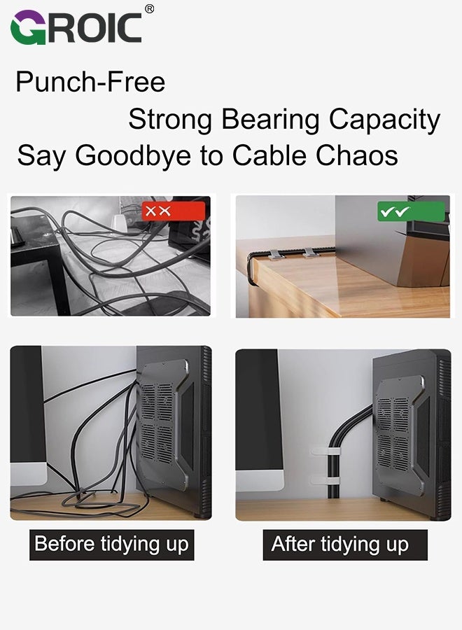 GROIC 30Pcs Reusable Cable Ties, Cable Organizing Under Desk, Adjustable Fastening Hook and Loop Straps Cord, Management Wire Wrap Organizer for Home Office Cables - Image 2