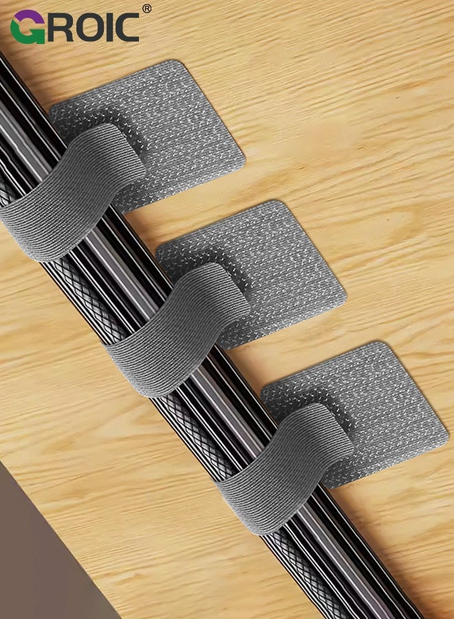 GROIC 30Pcs Reusable Cable Ties, Cable Organizing Under Desk, Adjustable Fastening Hook and Loop Straps Cord, Management Wire Wrap Organizer for Home Office Cables - Image 5