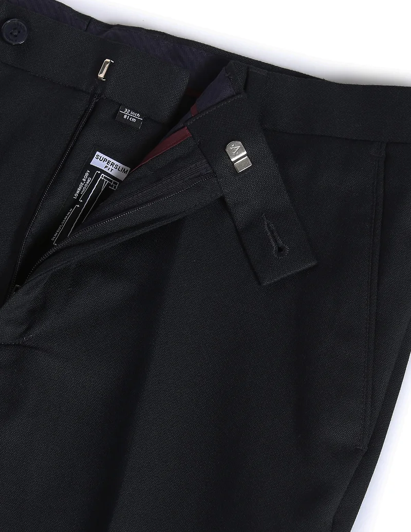 Arrow Black Hudson Slim Fit Dobby Weave Trousers for Men | Best Price UAE