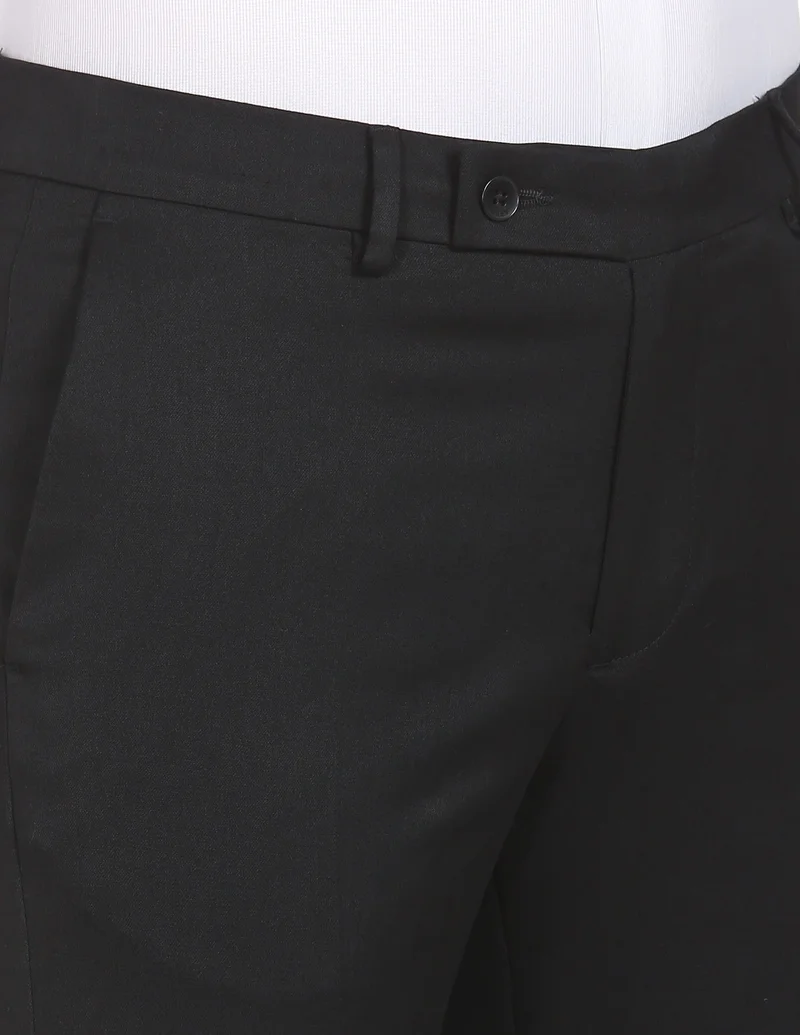 Arrow Black Hudson Slim Fit Dobby Weave Trousers for Men | Best Price UAE