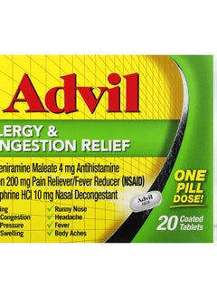 Advil Allergy & Congestion Relief 20 Coated Tablets 