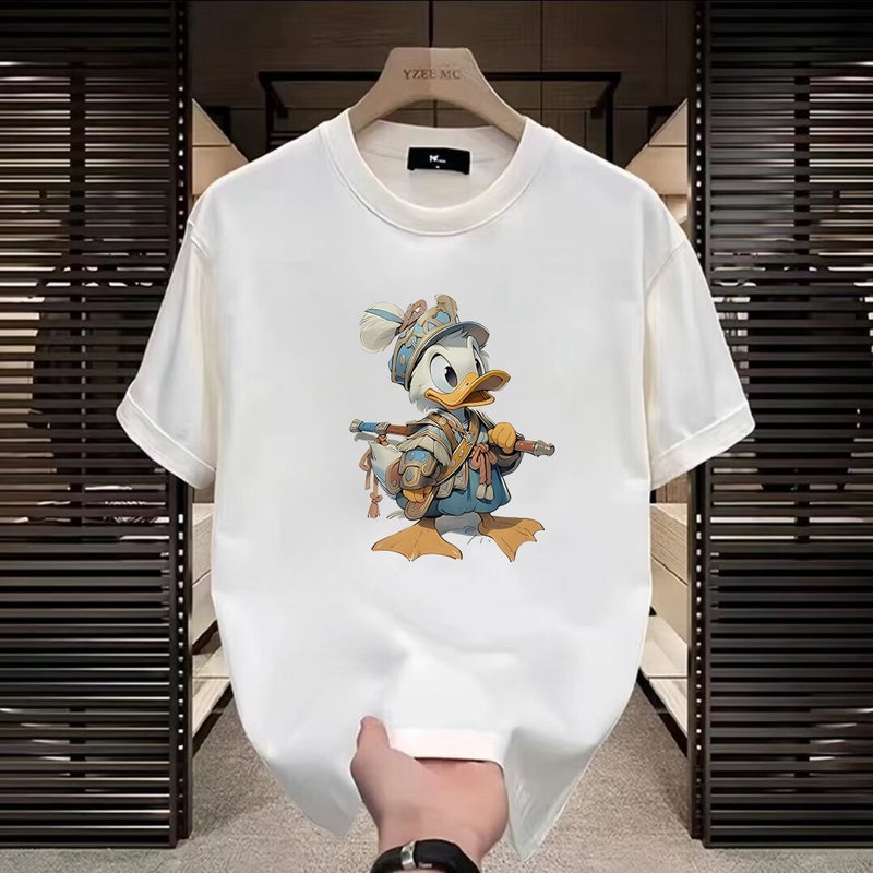 Heavy New Cotton Short-Sleeved T-Shirt Men'S Creative Printing Fashion Casual Loose Round Neck Trendy Half-Sleeved Top Ins - Image 1