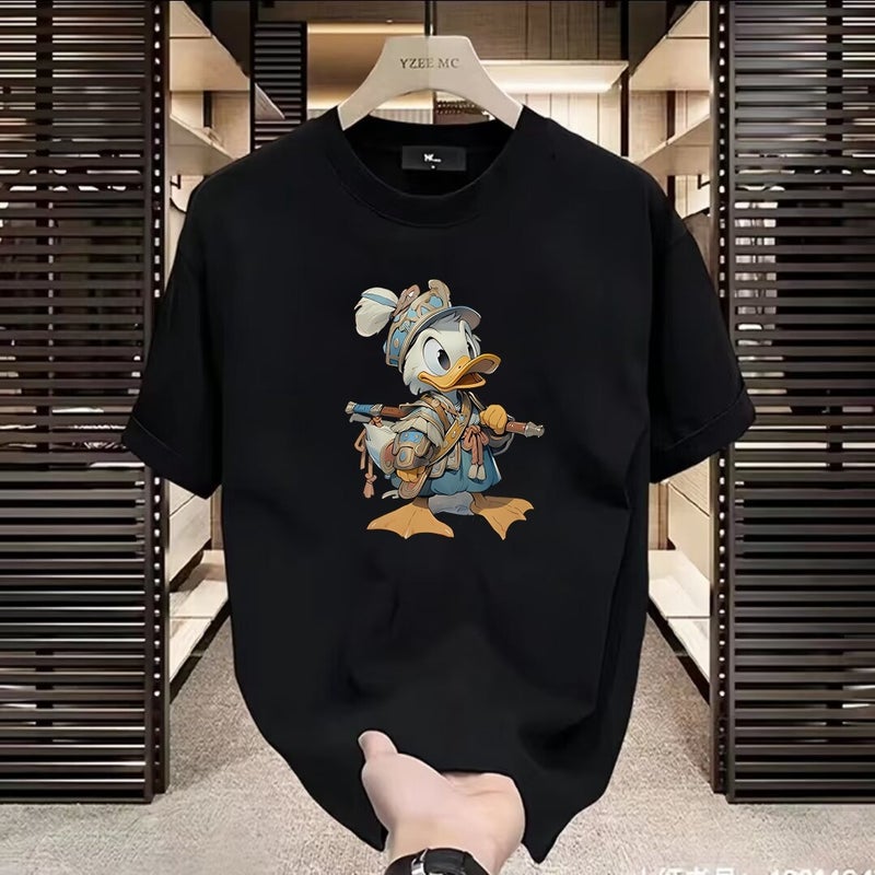 Heavy New Cotton Short-Sleeved T-Shirt Men'S Creative Printing Fashion Casual Loose Round Neck Trendy Half-Sleeved Top Ins - Image 2