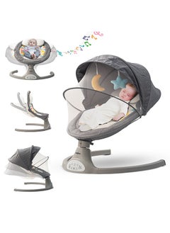 BAYBEE Premium Automatic Electric Baby Swing Chair Cradle for baby With 5 Adjustable Swing Speed Remote Electric Swing with Soothing Vibrations Music Mosquito Net Safety Belt Kids Toys Swing for Babys Grey  - Image 1