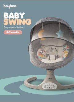 BAYBEE Premium Automatic Electric Baby Swing Chair Cradle for baby With 5 Adjustable Swing Speed Remote Electric Swing with Soothing Vibrations Music Mosquito Net Safety Belt Kids Toys Swing for Babys Grey  - Image 5