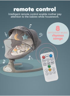 BAYBEE Premium Automatic Electric Baby Swing Chair Cradle for baby With 5 Adjustable Swing Speed Remote Electric Swing with Soothing Vibrations Music Mosquito Net Safety Belt Kids Toys Swing for Babys Grey  - Image 3
