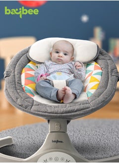BAYBEE Premium Automatic Electric Baby Swing Chair Cradle for baby With 5 Adjustable Swing Speed Remote Electric Swing with Soothing Vibrations Music Mosquito Net Safety Belt Kids Toys Swing for Babys Grey  - Image 2