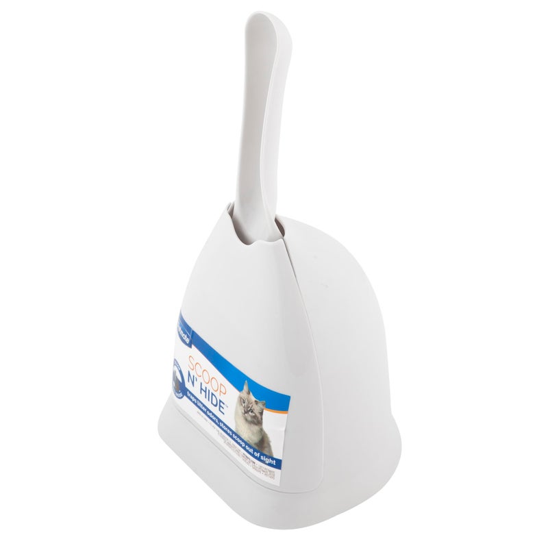 Petmate Scoop N' Hide Cat Litter Scoop with Discreet Litter Scoops Holder; White - Image 1