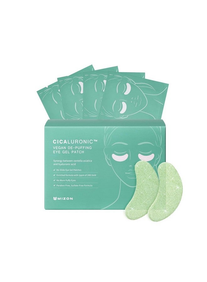 MIZON Cicaluronic Vegan De-puffing Eye Gel Patch, 24K Gold & Cica Under Eye Mask, Reduces Puffy Eyes, Dark Circles and Wrinkles (21 pairs) - Image 1