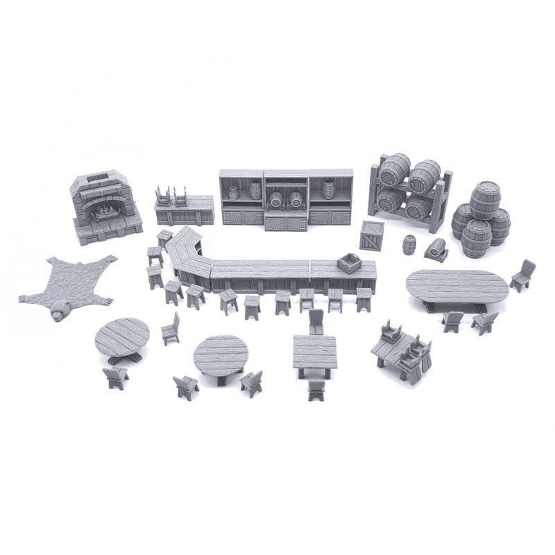 EnderToys Tavern Bar Furniture Set DND Terrain Tabletop RPG Scenery and Wargame Terrain 28mm Miniatures - Image 3