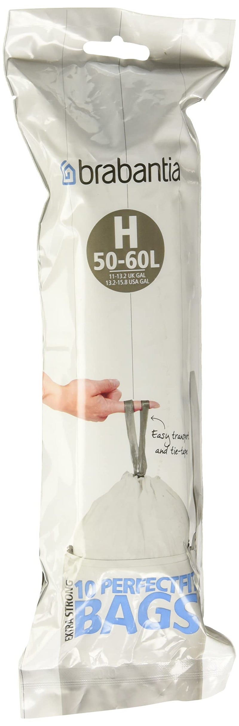 Brabantia PerfectFit Trash Bags (Size H / 13.2-15.8 Gallon) High Quality Thick Plastic Trash Can Liners with Tie Tape Drawstring Handles (10 Bags) - Image 1