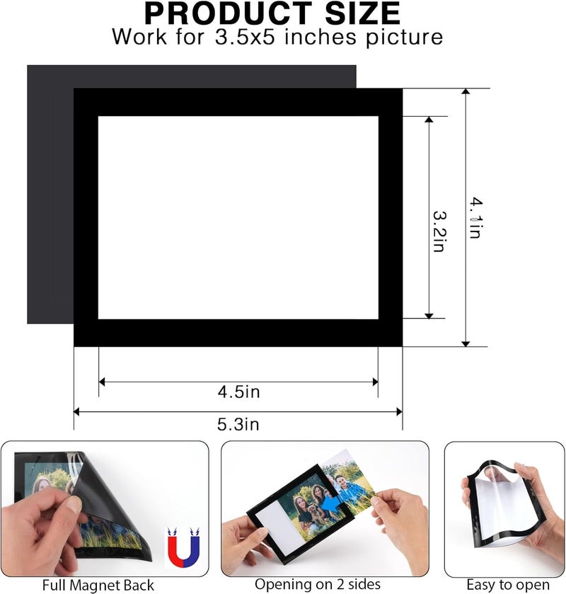 STTMGN Magnetic Picture Frames with Black Border(3.5"X5",10 Pack),Magnet Photo Frame Pockets/Holder,Decorations for Home/Office/School/Classroom/Party - Image 2