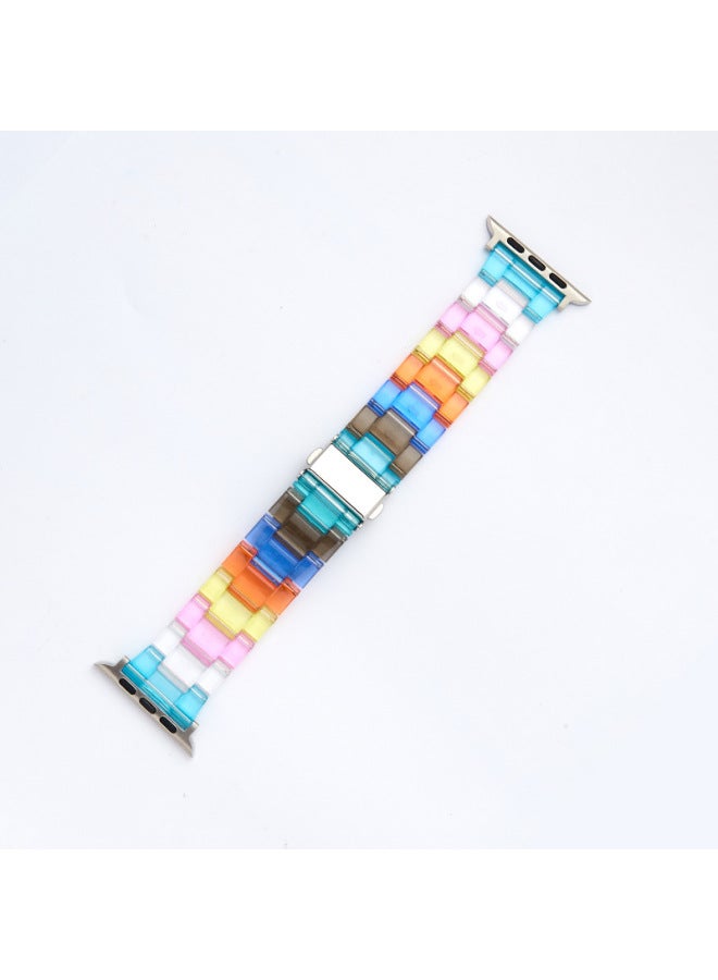 YLZ For Smart Watch Strap Straight Apple Ultra Candy Color Acrylic Transparent Rainbow Strap - Image 1