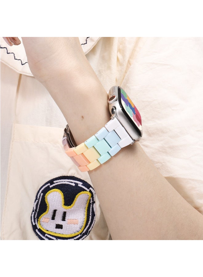 YLZ For Smart Watch Strap Straight Apple Ultra Candy Color Acrylic Transparent Rainbow Strap - Image 3