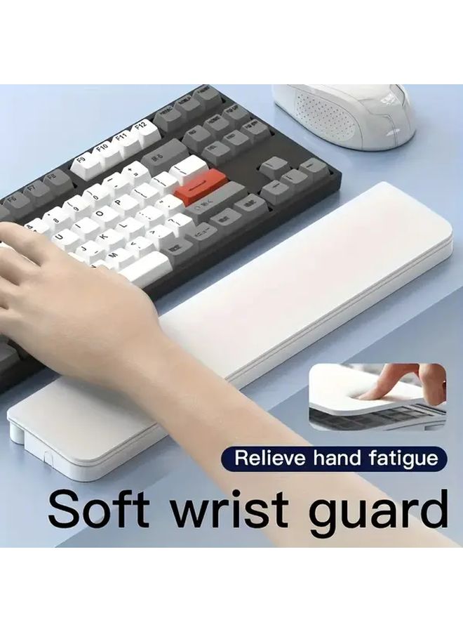 White Memory Foam Keyboard Wrist Rest Ergonomic Design With 22 Cleaning Tools - Image 3