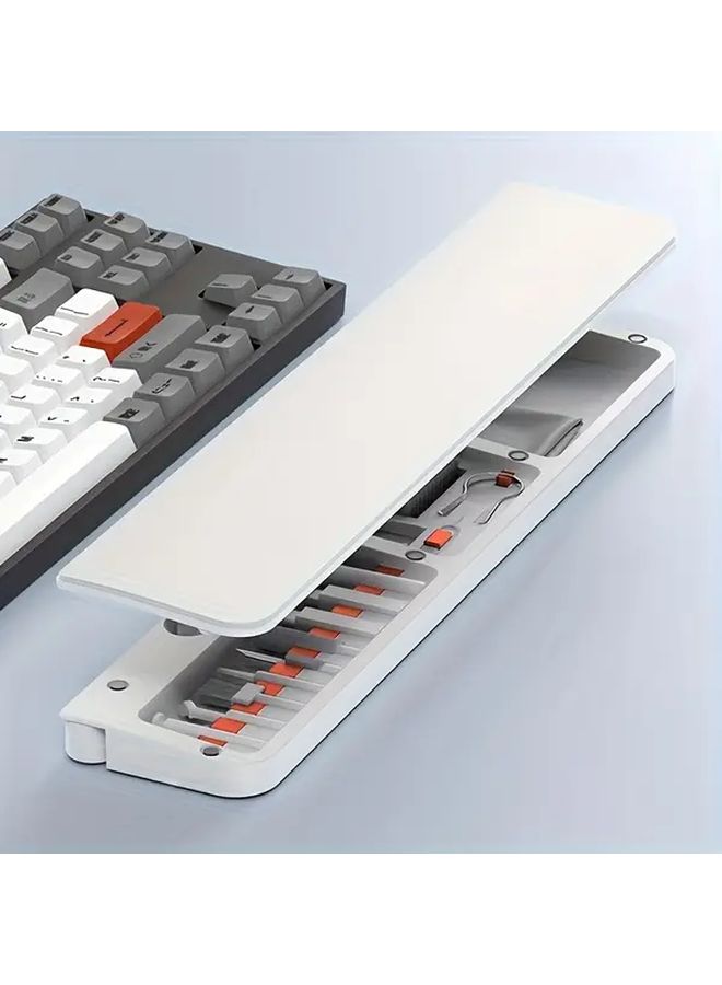 White Memory Foam Keyboard Wrist Rest Ergonomic Design With 22 Cleaning Tools - Image 4
