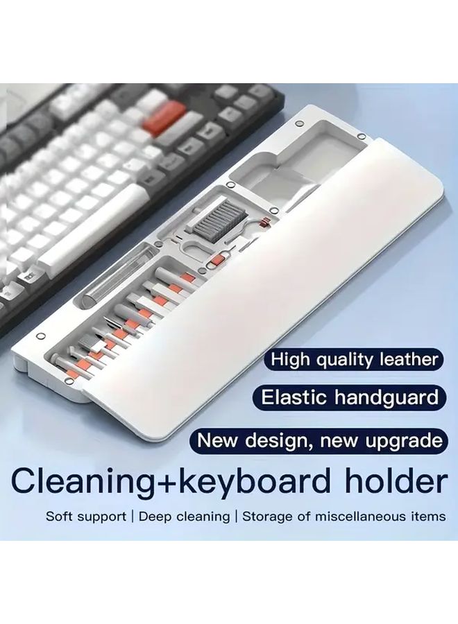 White Memory Foam Keyboard Wrist Rest Ergonomic Design With 22 Cleaning Tools - Image 1