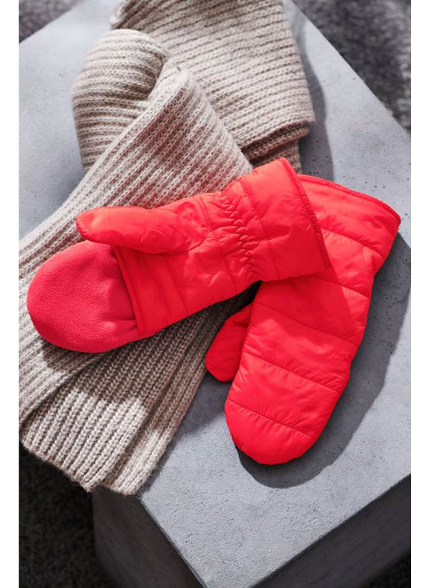 Tchibo 1 Pair Of Quilted Folding Mittens, Red  - Image 1