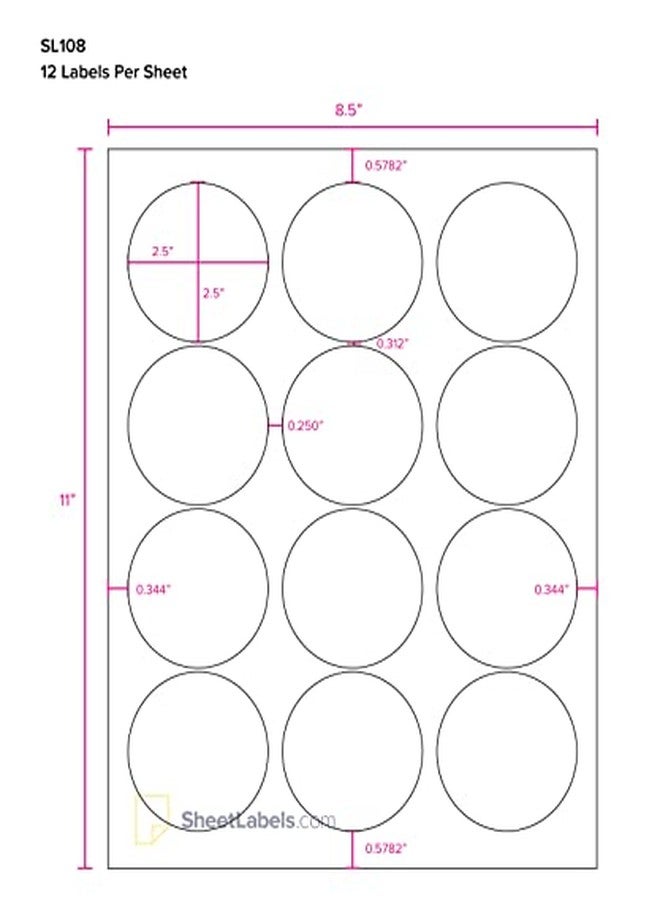 Sheet Labels 2.5" Round Labels, All Purpose White, Laser or Inkjet Printing, 1200 Labels - Image 4