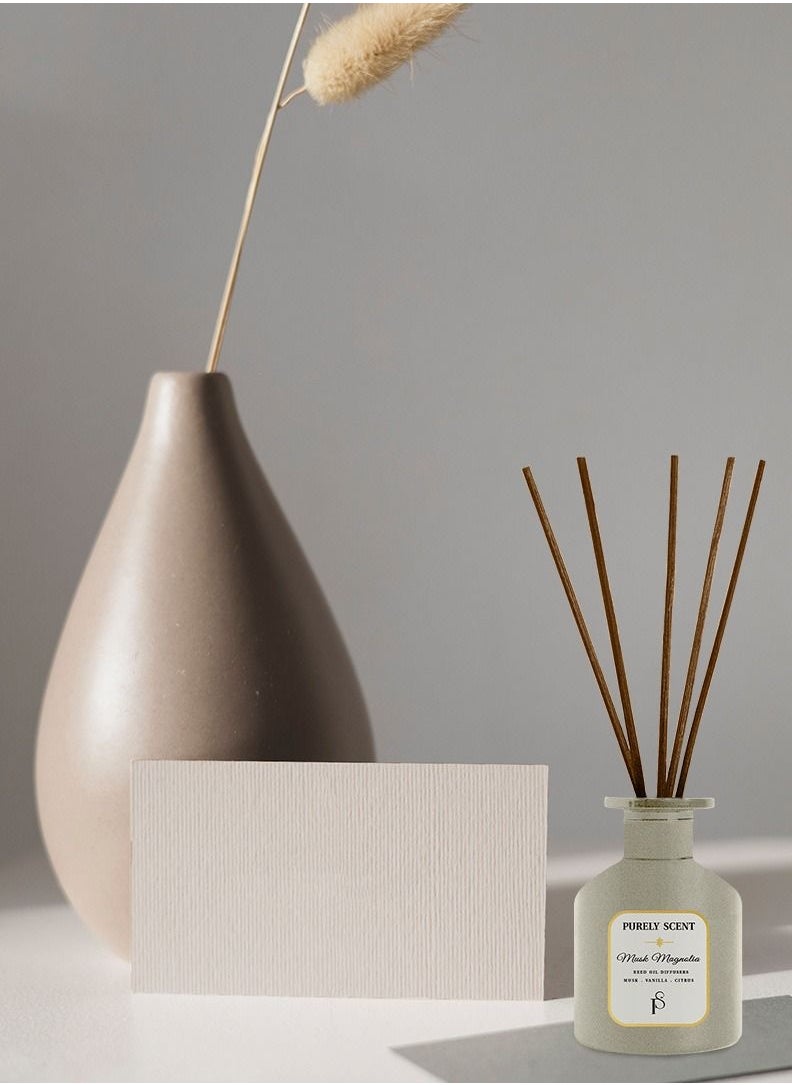 PURELY SCENT Musk Magnolia Reed Oil Diffuser, 6.7 Fl Oz/200 ML, 6 Reed Sticks, Aromatherapy, Fragrant Diffuser, Lasts Upto 3 Months  - Image 2