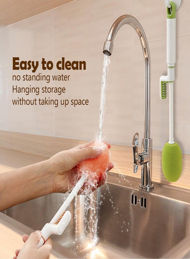 KPNG B0D1Y2HGVM- KPNG 3-in-1 Bottle Cleaner Groove Brush for Narrow Neck, Long Handle Water Scrubbing, Crevice with Straw, Cleaning for Sports (Orange/Pack of-1) - Image 5