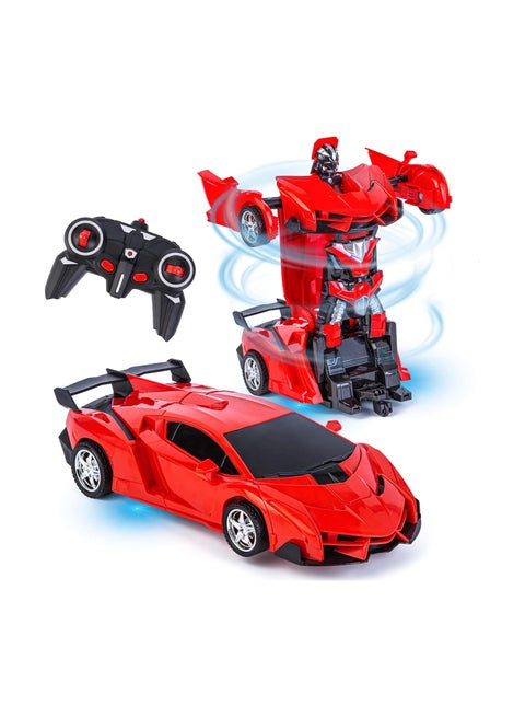 Transformer Cars RC Toy for Boys | Remote Controlled Deformed Car with Electric Racing Features | Ideal Birthday Gift | Red