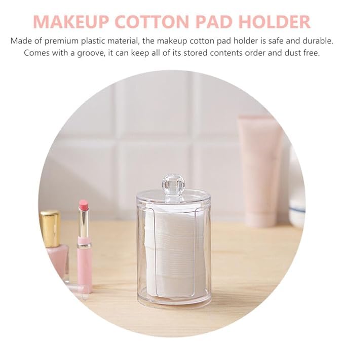 GLOWICK Transparent Cosmetic Cotton Storage Box Round Makeup Removal Cotton Wipes/Pad Dispenser Holder Containers for Makeup Room, Bathroom, Dressing Table (1Pcs) - Image 4