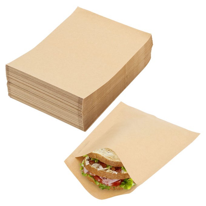 KRAFT PAPER TREATS BAGS 200 PCS BROWN FLAT WAXLINED PACKING BAGS FOR BAKERY COOKIES BREAD SNACKS 59 X 79 INCH