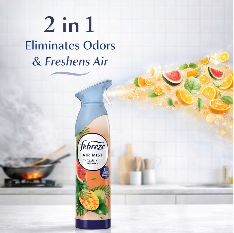 Febreze Air Mist Fruity Tropics 185ml Air Freshener Spray, Long Lasting Tropical Fragrance, Odor Eliminator Spray, Water Based Formula, Natural Propellant Home Bathroom Bedroom Office Freshener - Image 2