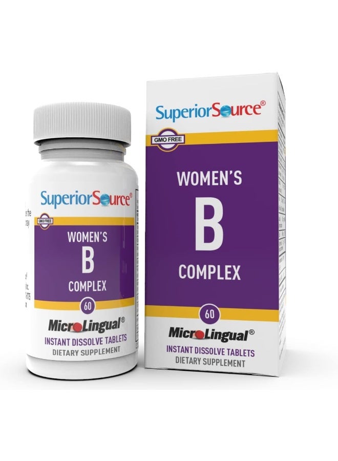 Superior Source Women?s B Complex - Energy Support Supplement for Women - Multivitamin with Vitamin B12, Vitamin B3 & More - B Vitamin Supplement Aids Heart Health - 60 Sublingual Dissolving Tablets - Image 1