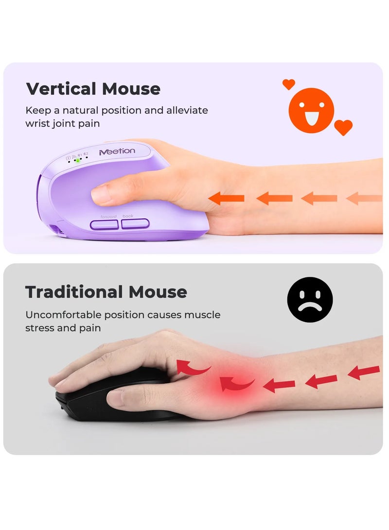 MEETION 2.4g & Bluetooth Dual-Mode Ergonomic Mouse BTM008 Ergonomic Prowess Enhanced Efficiency Multifaceted Connectivity - Image 4