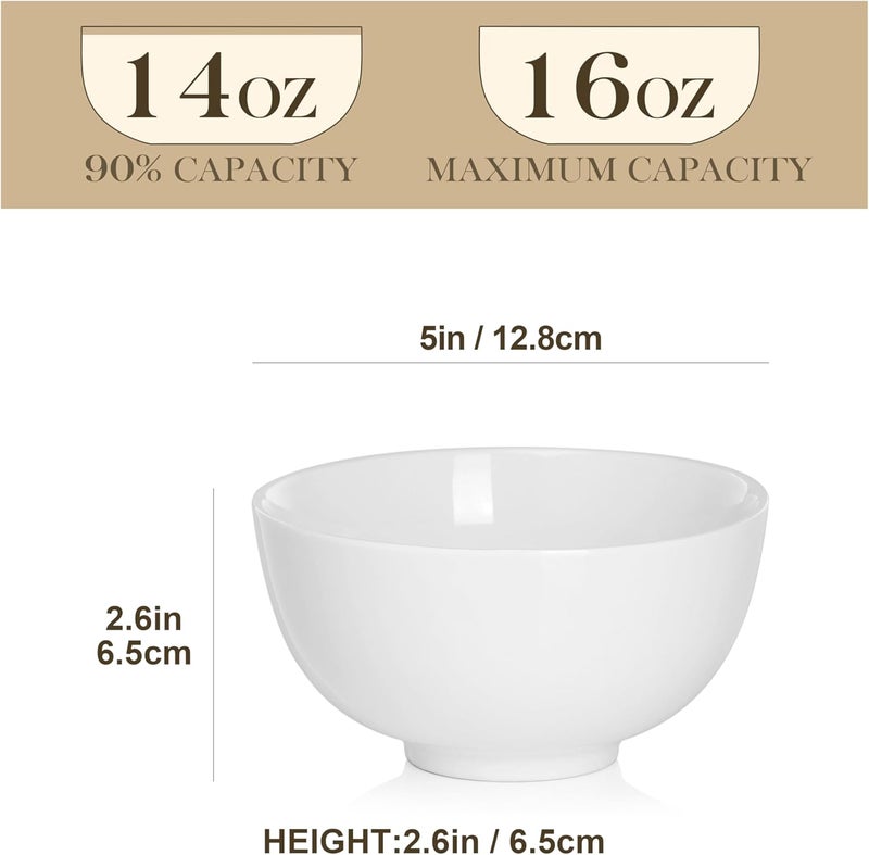 MALACASA Small Bowls Set of 8 14 OZ Compact Dessert Bowls Rice Bowls Set Ceramic Bowl for Ice Cream Soup Cereal Side Dishes Dishwasher  Microwave Safe Series REGULAR - Image 2