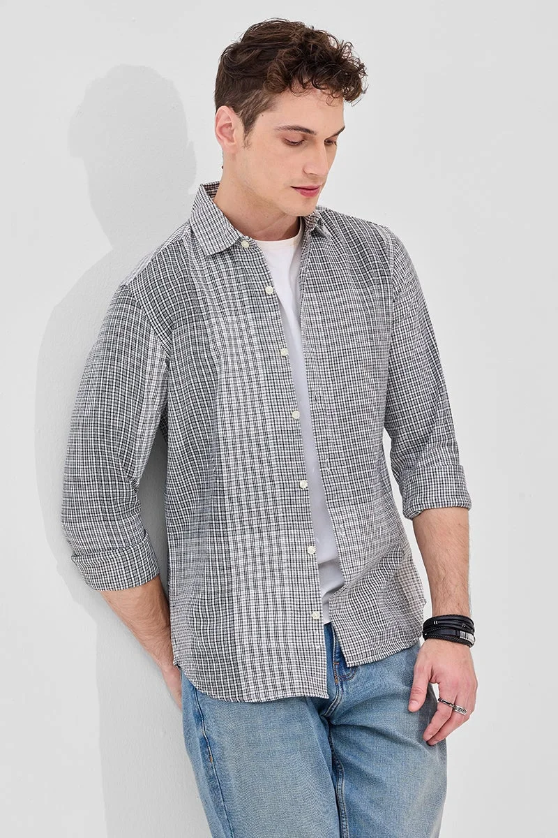 SNITCH Black Checks Slim Fit Shirt