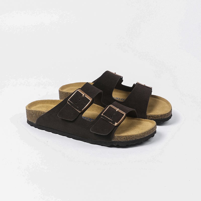 2026 Summer New Casual Fashion Boston Shoes Simple Open-Toe Genuine Leather Flat Sandals Daily Two-Strap Slippers