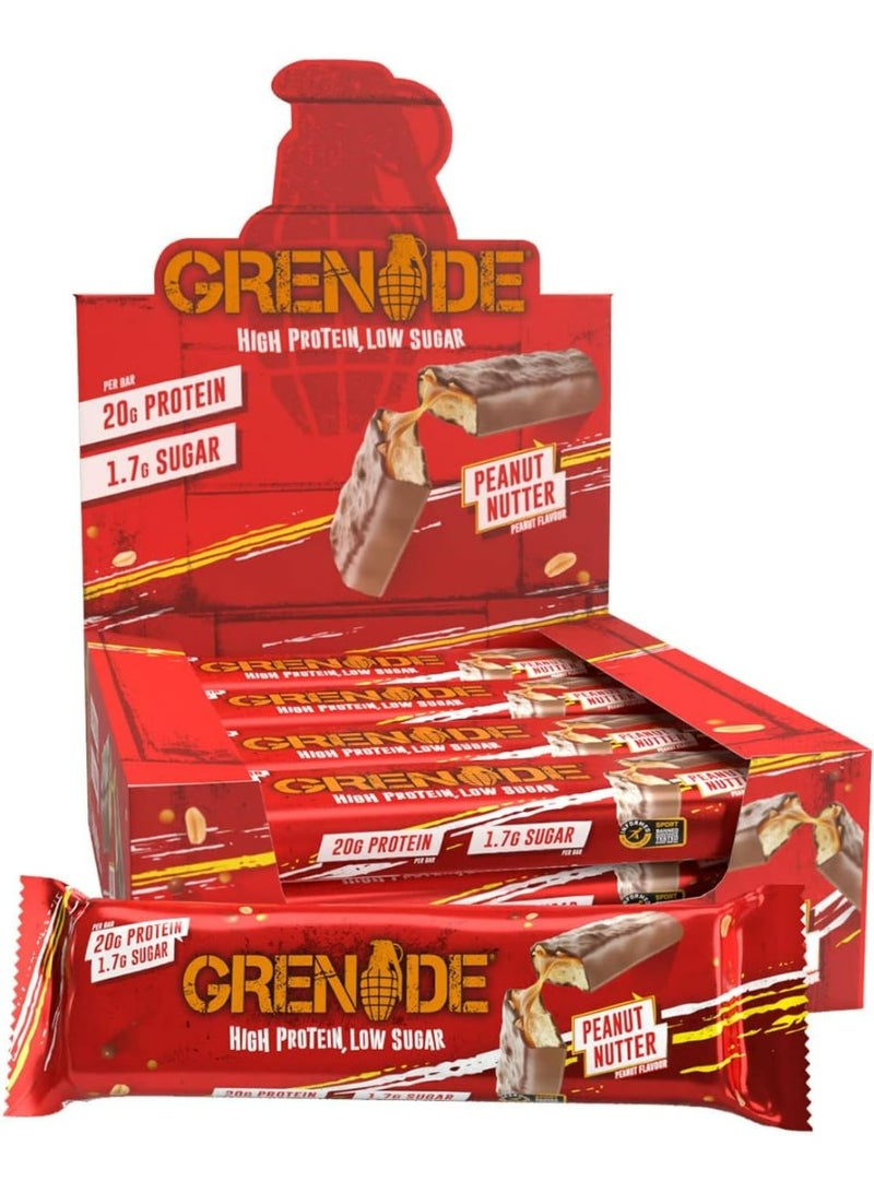 Grenade High Protein Low Sugar Bar Peanut Nutter 60g Pack of 12 - Image 1