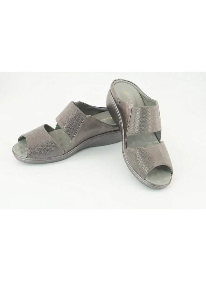 Zayna Pewter 221-3168 Zayna Ladies Low Wedge Heel Slides 2418-22 Pewter for Women | Best Price UAE