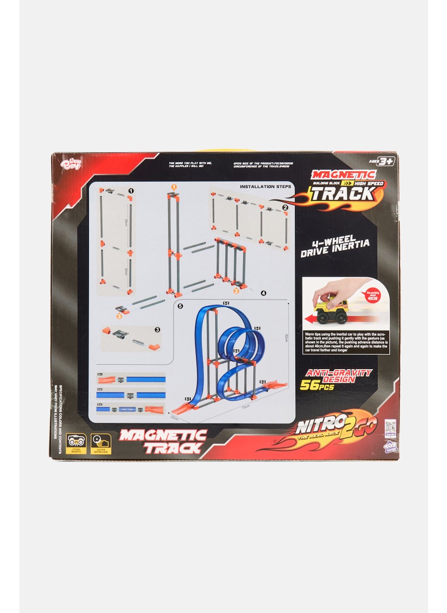 New Boy 56 Pieces Nitro2Go Magnetic Track High-Speed Racing Set, Blue  - Image 2