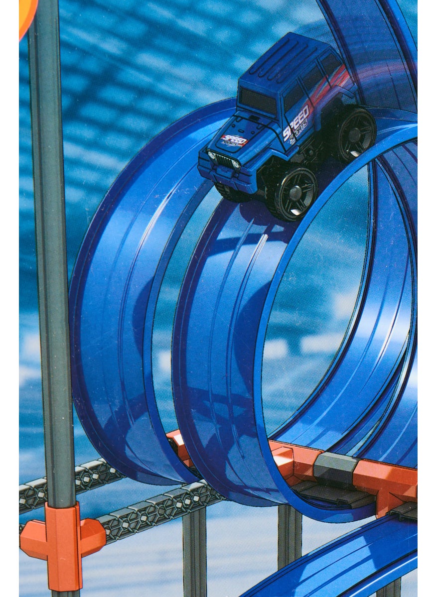 New Boy 56 Pieces Nitro2Go Magnetic Track High-Speed Racing Set, Blue  - Image 4