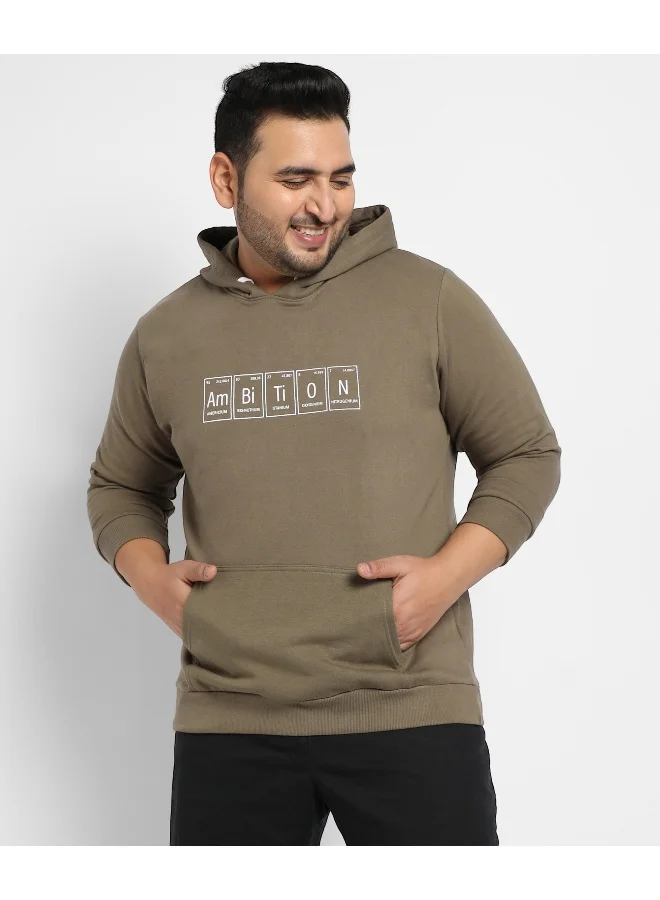 Instafab Plus Instafab Plus Men's Olive Green Ambition Hoodie With Kangaroo Pocket