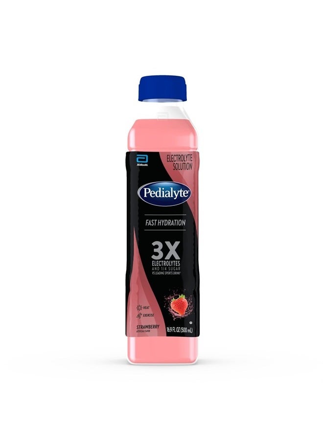 Pedilayte Pedialyte Electrolyte Solution, Strawberry, Hydration Drinks, half liter each 16.9 Fl.Oz (Pack of 12) Package may vary  - Image 1