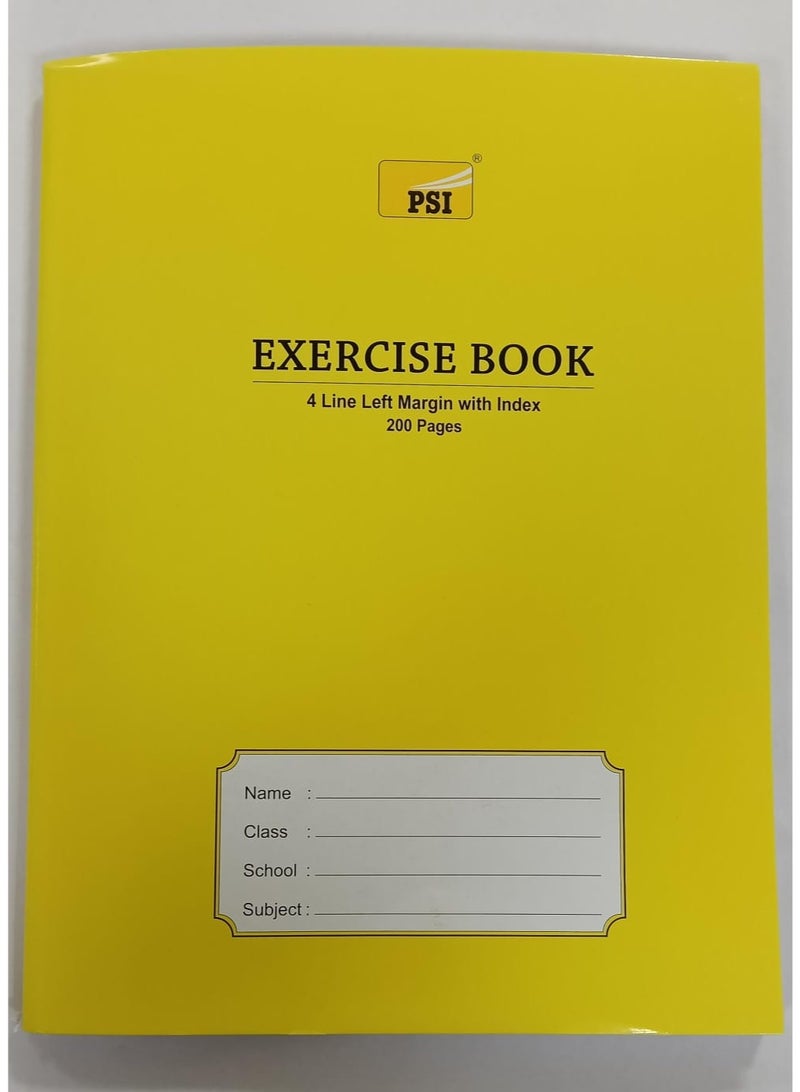 Psi PSEB4LM200 Exercise Book 4 line Left Margine with Index 200 Pages - Image 1