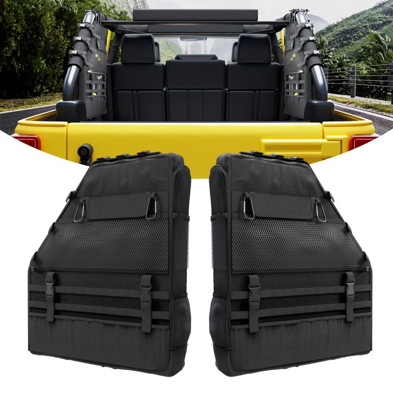 MIKKUPPA Roll Bar Storage Bag Compatible with 19972023 Jeep Wrangler JK TJ LJ Unlimited JL 4Door Saddle Bag Cargo Organizer Tool Kit with MultiPockets Pack of 2 - Image 2